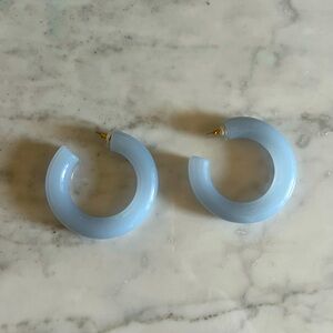 BaubleBar large acrylic hoop earrings, light blue/gray
